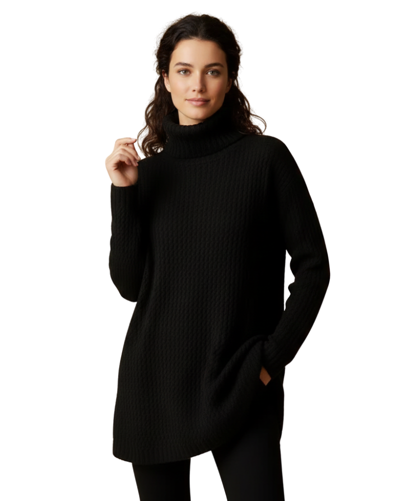 Gelly Camisola de Gola Alta Mulher – Túnica de Malha Elegante com Corte Largo para o Inverno