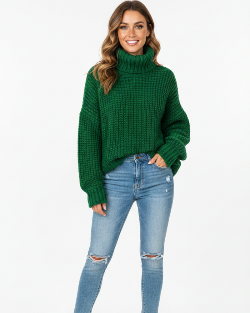 Ember Women's Turtleneck Sweater – Warm Elegant Knit Regular Fit with Long Sleeves