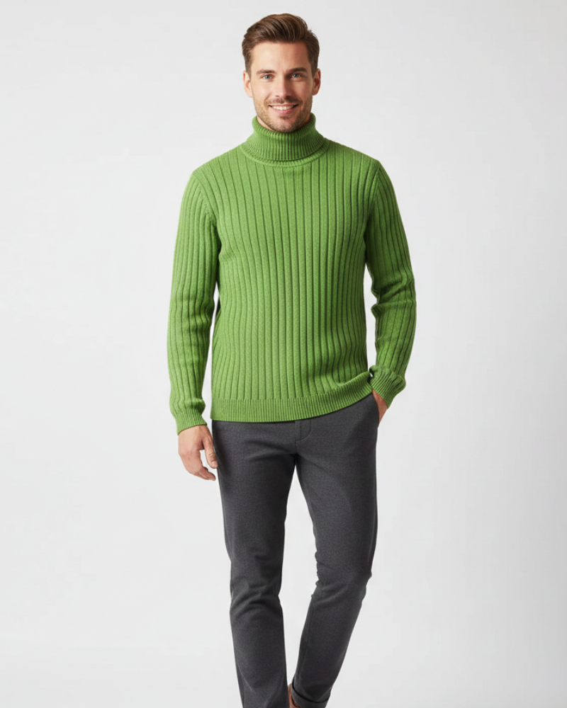 James Pull Col Roulé Homme – Maille Côtelée Confortable, Chaud & Élégant