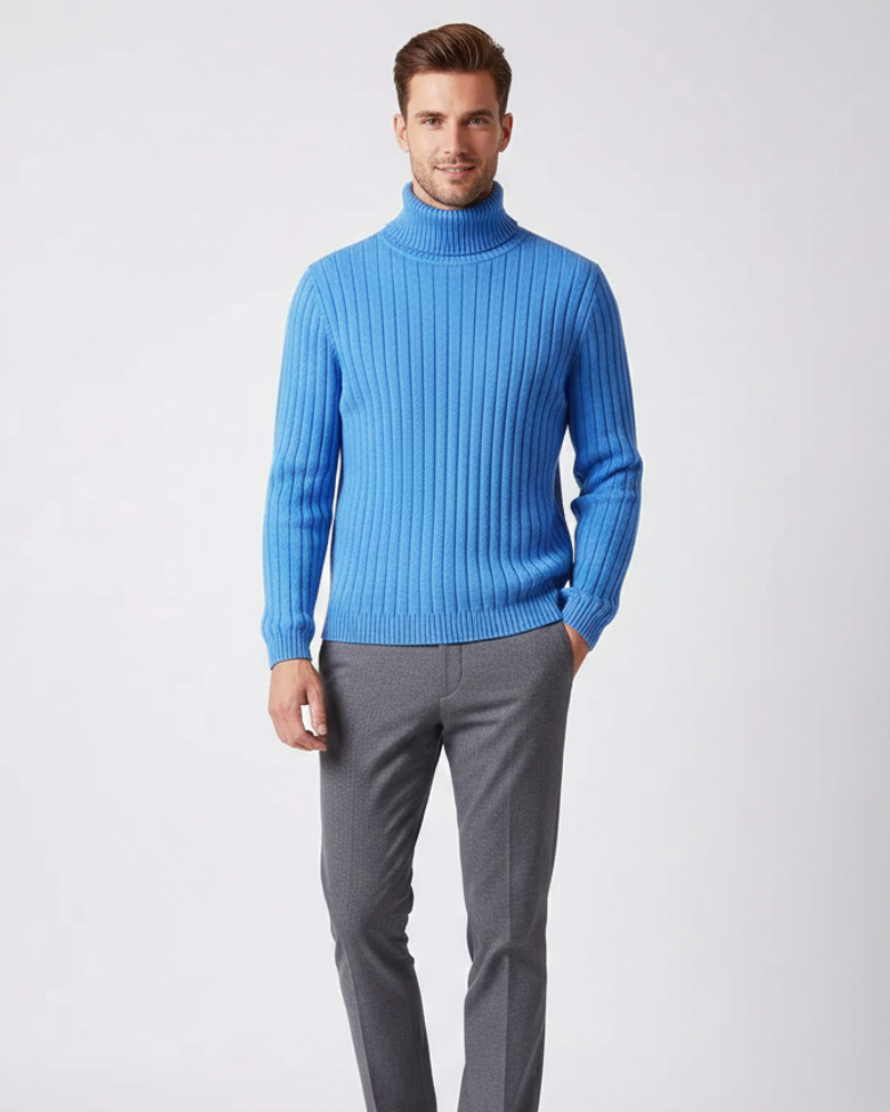James Pull Col Roulé Homme – Maille Côtelée Confortable, Chaud & Élégant
