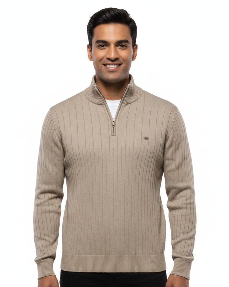 Simon Pull Herre Halv Lynlås Tekstureret – Struktureret Strik & Moderne Stil