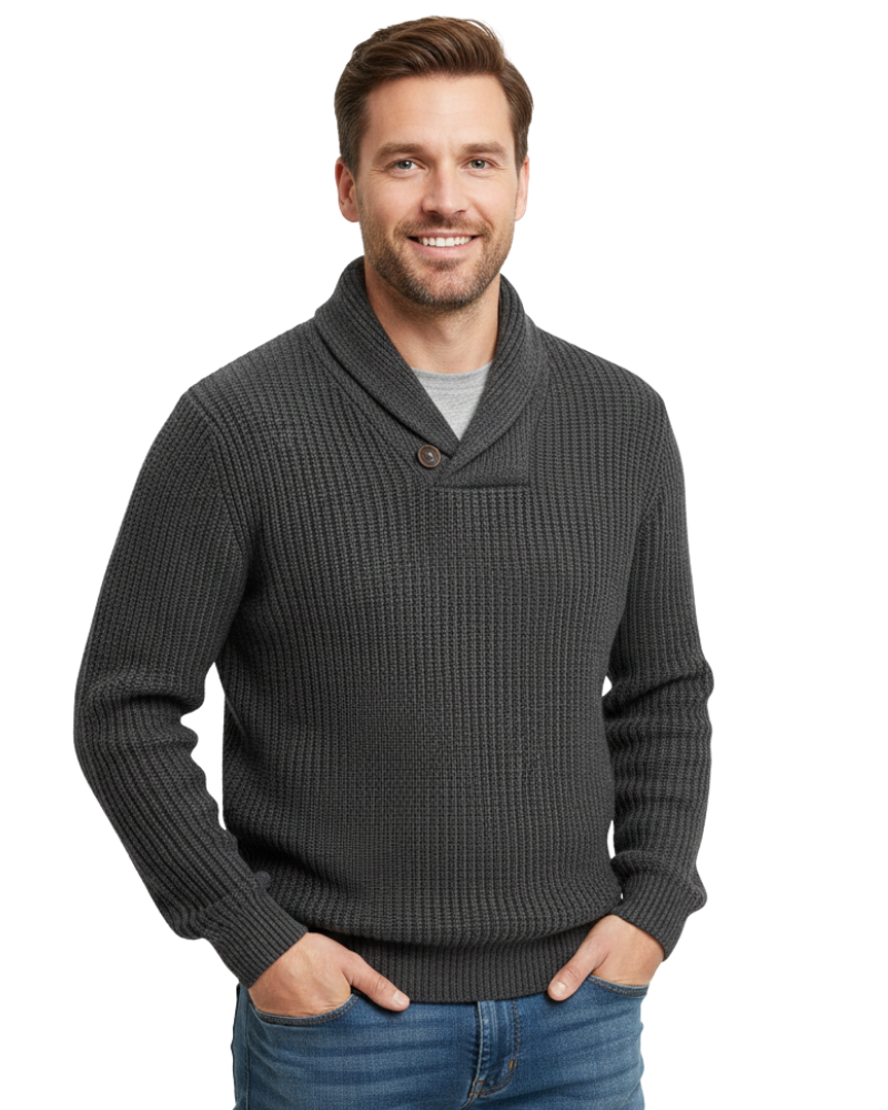 Luther Pull Uomo – Maglione a Treccia con Collo a Sciarpa e Taglio Moderno e Casual