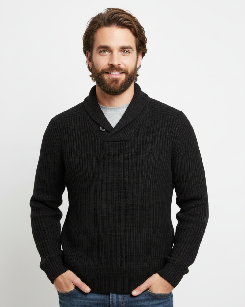 Luther Pull Uomo – Maglione a Treccia con Collo a Sciarpa e Taglio Moderno e Casual