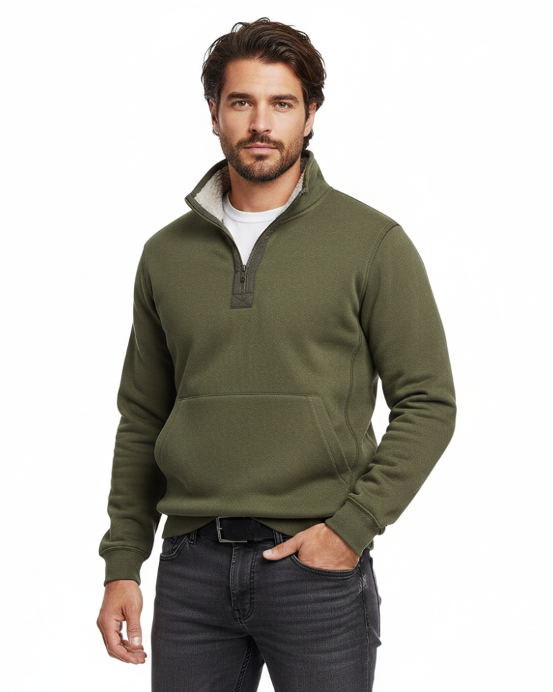 Marky Pull Зіпований Чоловічий – Світшот з напівзастібкою, утеплений флісом, з високим коміром і вільним кроєм