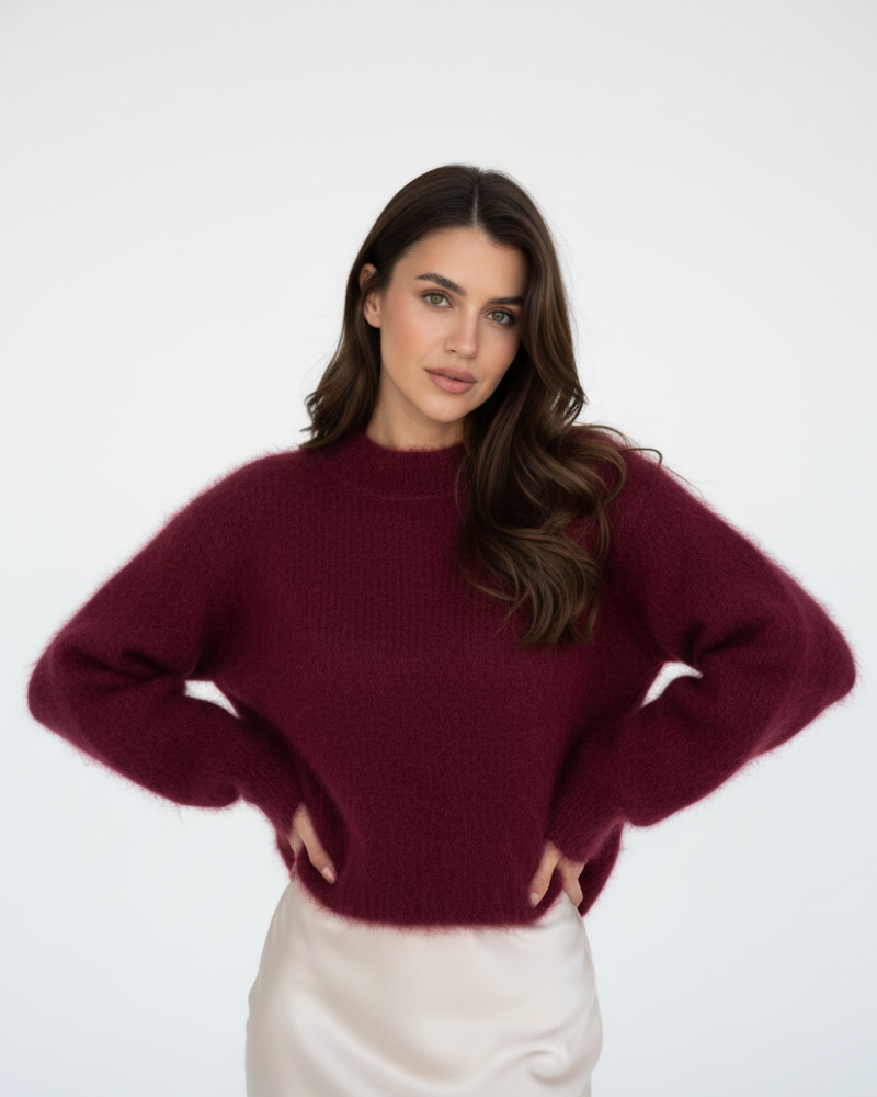 Donna Πουλόβερ Oversize Γυναικείο – Φούτερ με Στρογγυλή Λαιμόκοψη Απαλό σε Μείγμα Μοχέρ με Άνετη Γραμμή