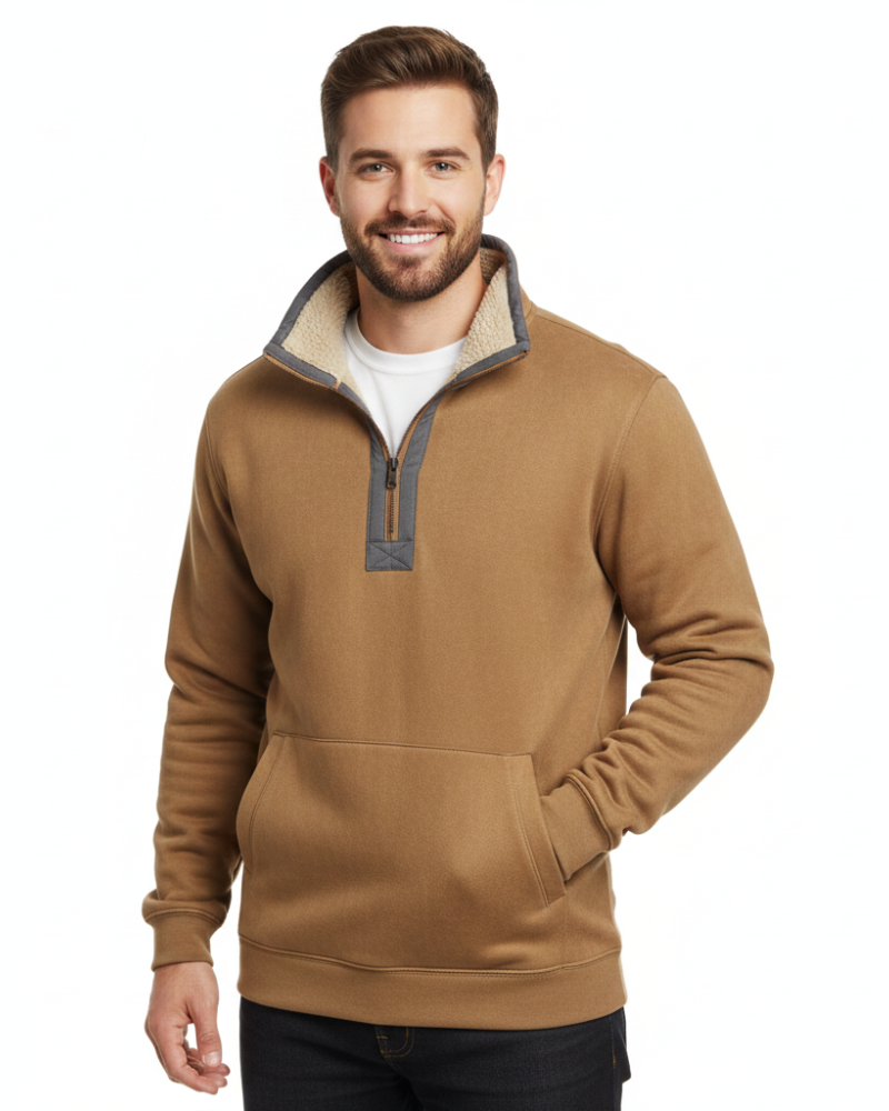 Marky Pull Зіпований Чоловічий – Світшот з напівзастібкою, утеплений флісом, з високим коміром і вільним кроєм