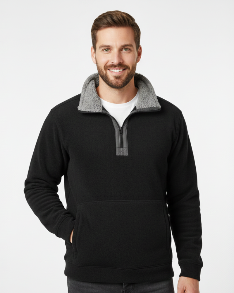 Marky Pull Зіпований Чоловічий – Світшот з напівзастібкою, утеплений флісом, з високим коміром і вільним кроєм