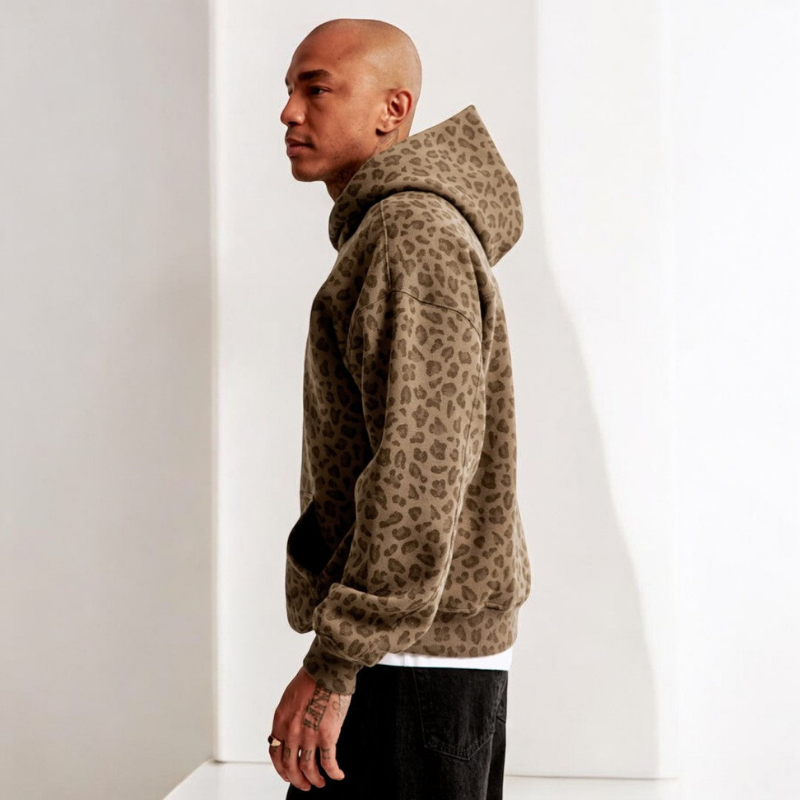 Andrew Sweat à Capuche Bărbați – Croială Lejeră Casual & Model Leopard Modern