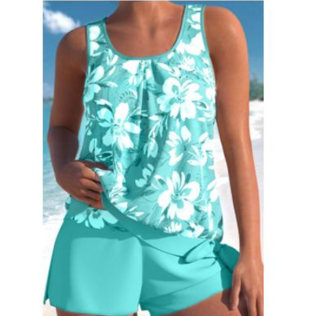 Tankini Femme Adalina – Maillot à Imprimé Fleuri avec Short & Coupe Sans Manches Confortable