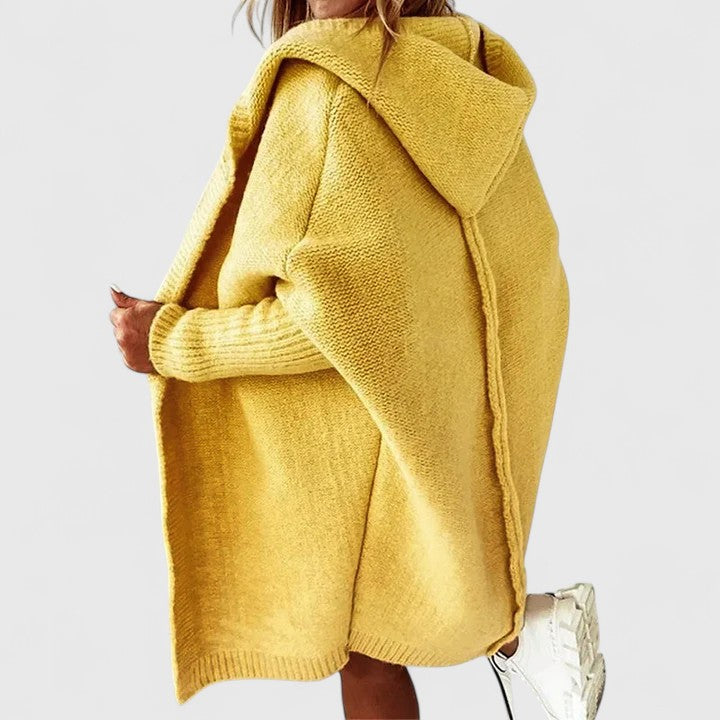 Cardigan Femme Adriana med hætte oversize – lang hyggelig vest ideel til lag-på-lag