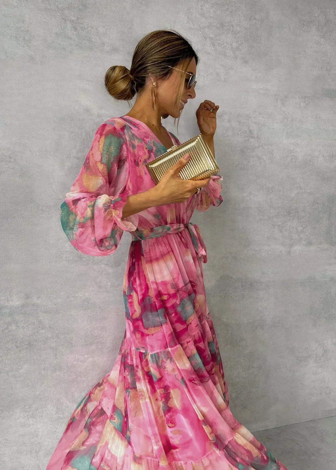 Mary Robe d'Été Femme – Lang, let kjole med lange ærmer, elegant & moderne
