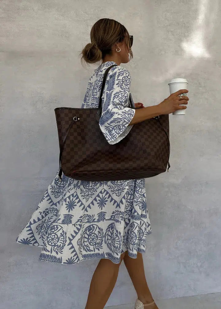 Abito lungo da donna Anastasia – Abito estivo bohémien con scollo a V e stampa floreale ariosa