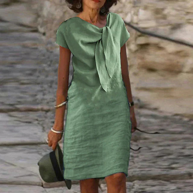 Ava Robe Lin Femme – dekorative Schleife, lässig schicker Stil & natürliche Leichtigkeit