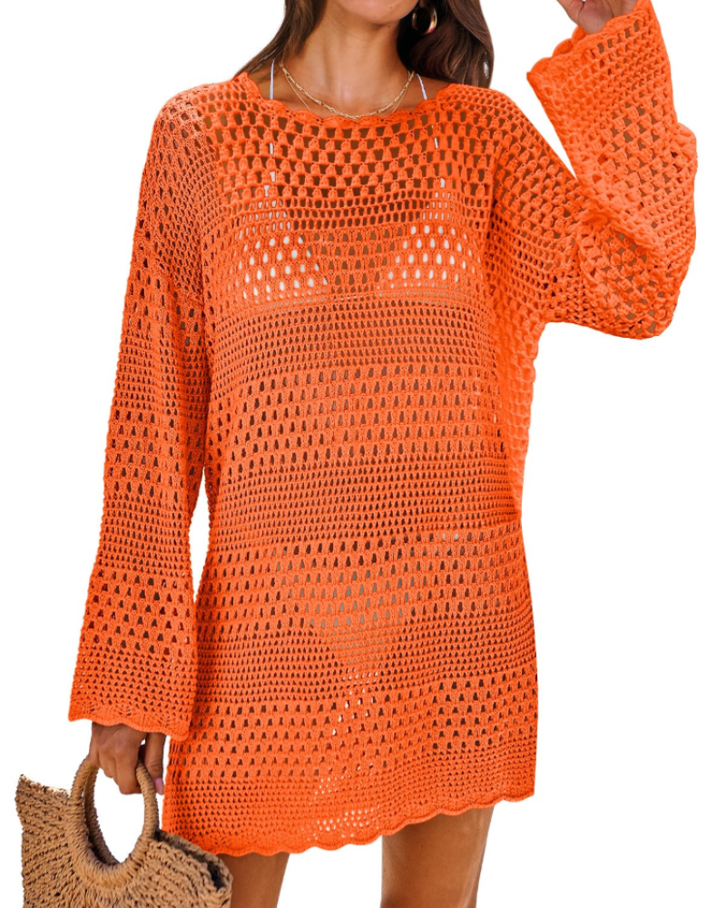 Vianney Robe de Plage Femme – Robe Crochet Transparente, Cover-Up Maille Été Élégant