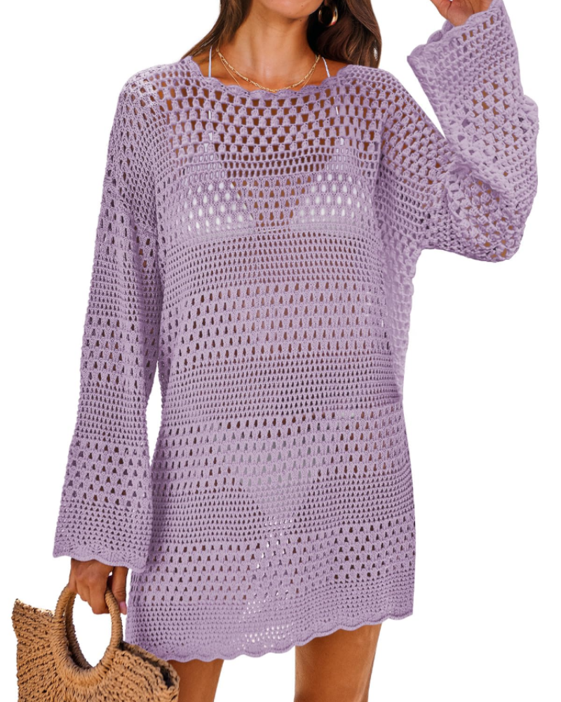Vianney Robe de Plage Femme – Robe Crochet Transparente, Cover-Up Maille Été Élégant