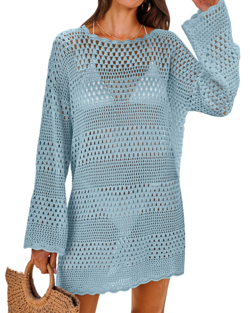 Vianney Robe de Plage Femme – Robe Crochet Transparente, Cover-Up Maille Été Élégant