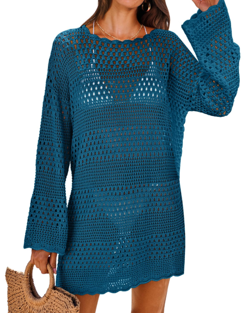 Vianney Robe de Plage Femme – Robe Crochet Transparente, Cover-Up Maille Été Élégant