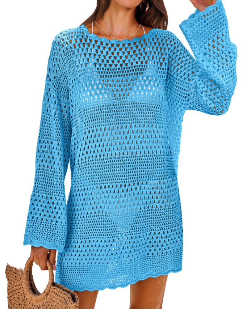 Vianney Robe de Plage Femme – Robe Crochet Transparente, Cover-Up Maille Été Élégant