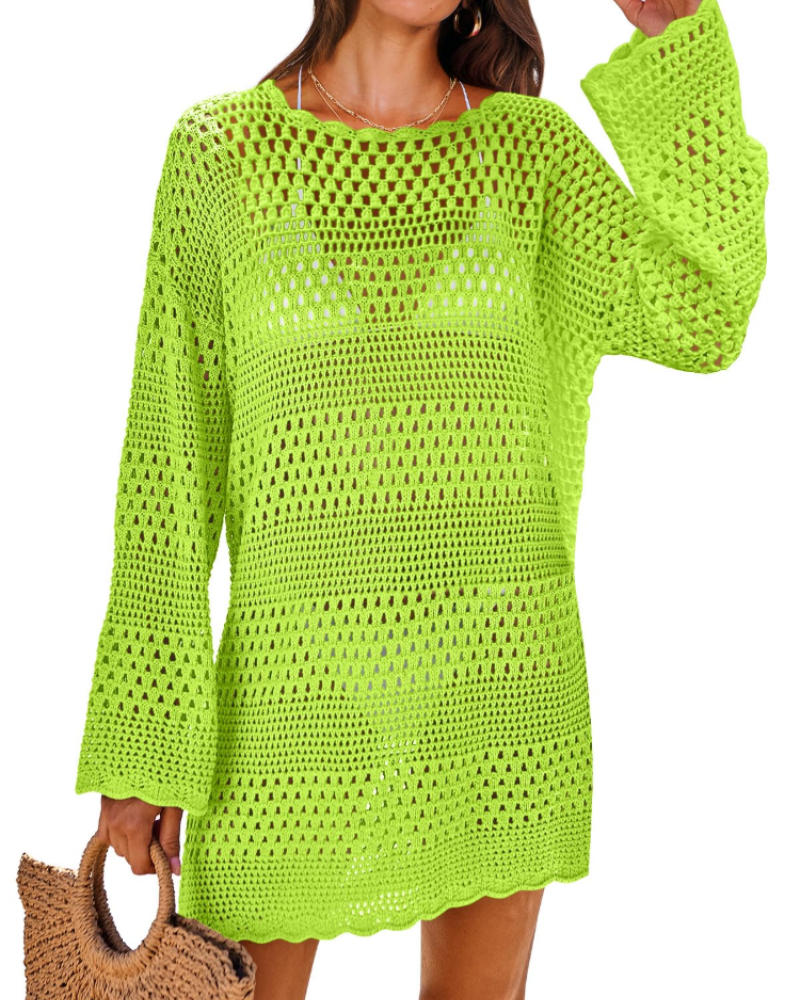 Vianney Robe de Plage Femme – Robe Crochet Transparente, Cover-Up Maille Été Élégant