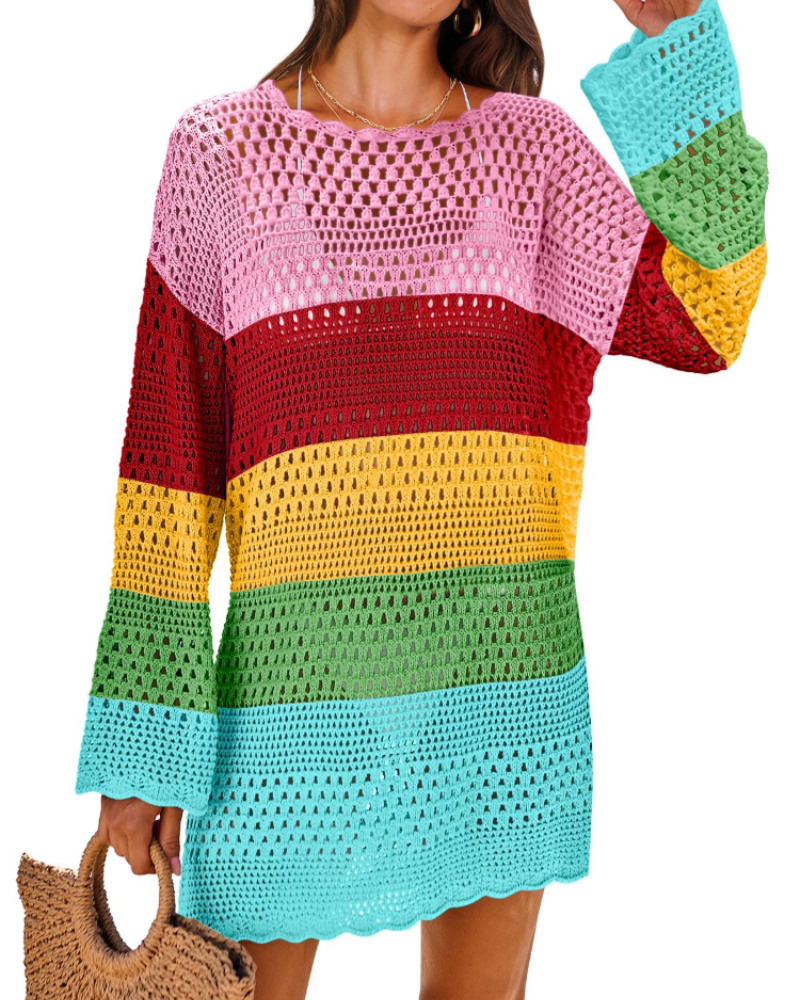 Vianney Robe de Plage Femme – Robe Crochet Transparente, Cover-Up Maille Été Élégant