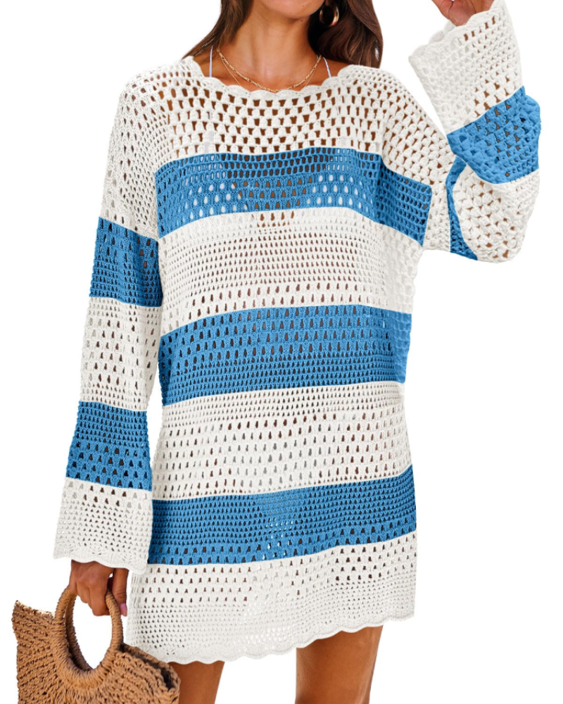 Vianney Robe de Plage Femme – Robe Crochet Transparente, Cover-Up Maille Été Élégant