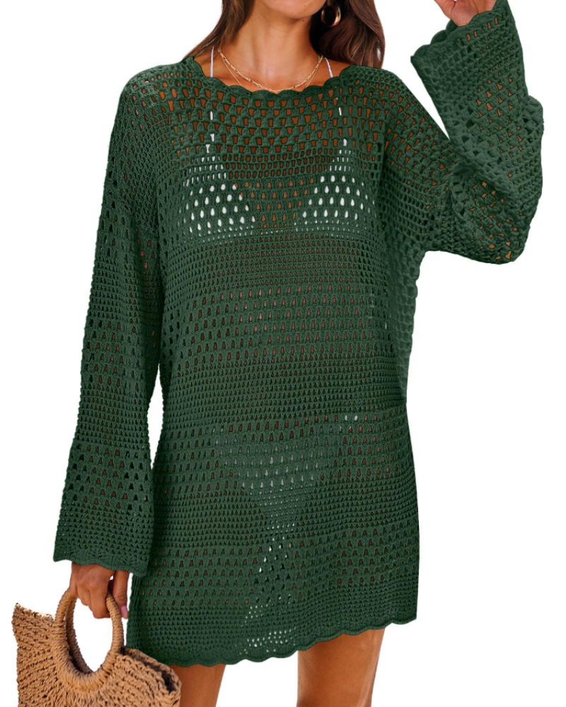 Vianney Robe de Plage Femme – Robe Crochet Transparente, Cover-Up Maille Été Élégant