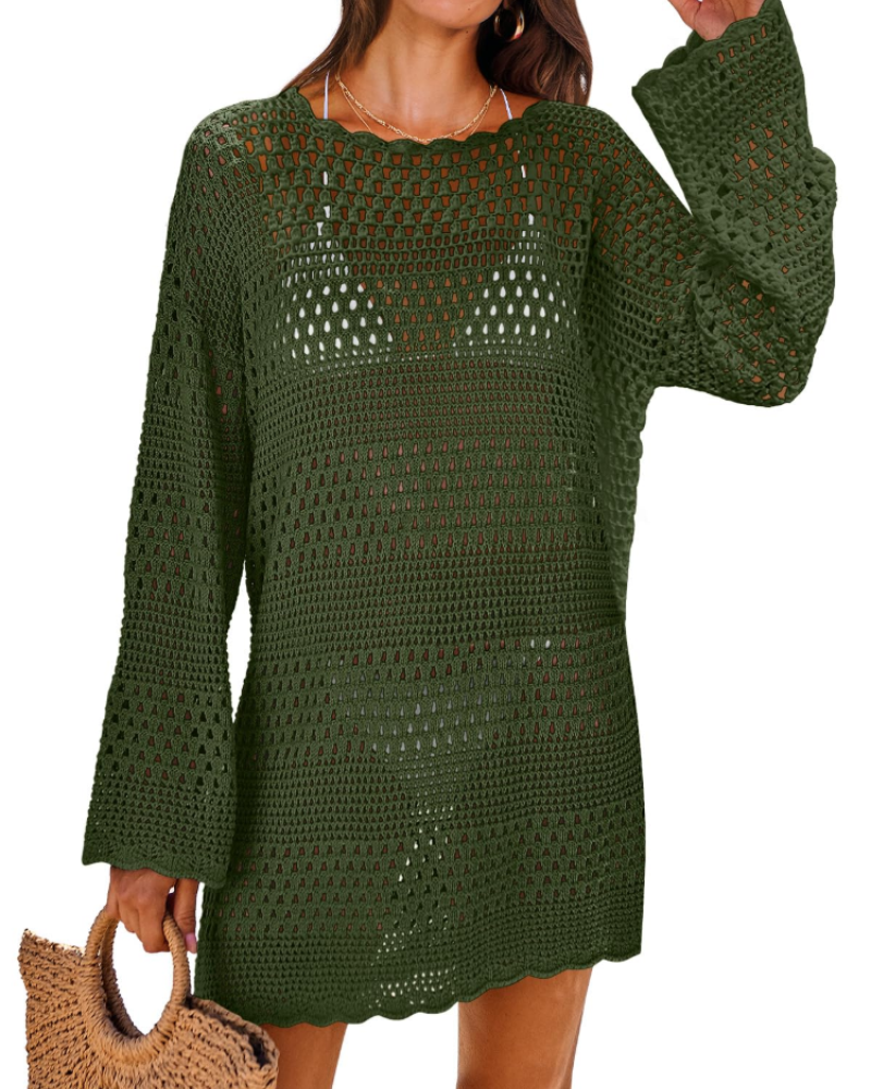 Vianney Robe de Plage Femme – Robe Crochet Transparente, Cover-Up Maille Été Élégant