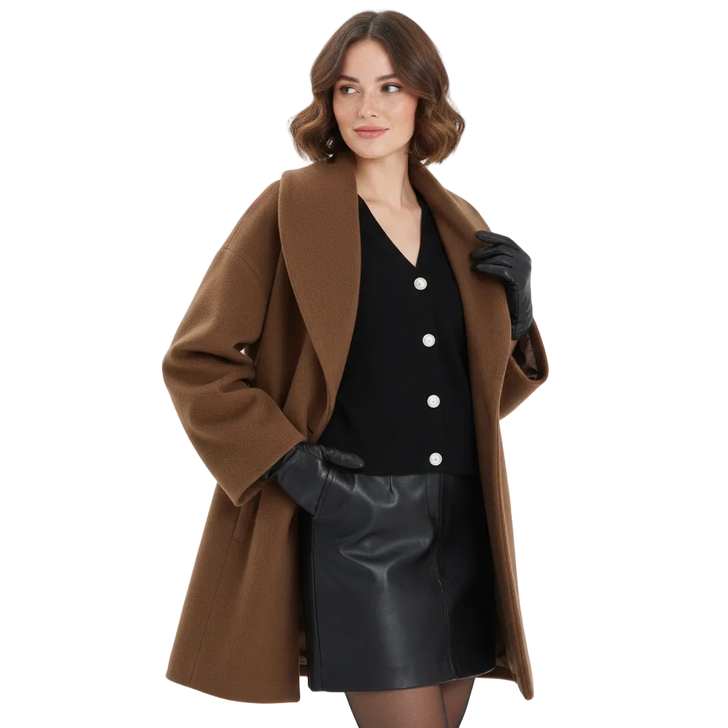 Vicky Manteau Oversize Ženska – Duga Elegantna Jakna s Širokim Ovratnikom i Prostranim Krojem