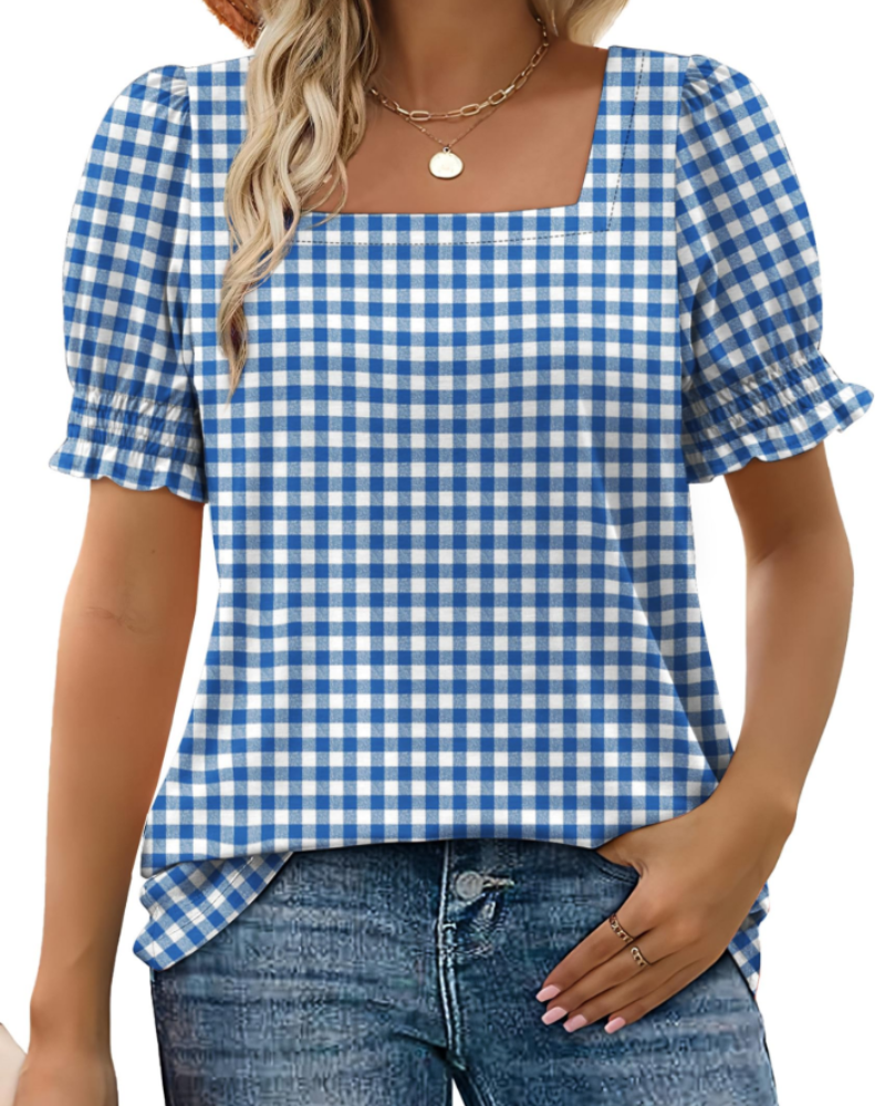 Vira Top Women – Square Neck T-shirt with Ruffle Sleeves, Elegant Summer Fit