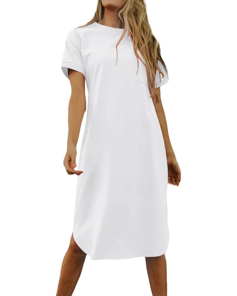 Sukienka-T-shirt Thalassa damska – bawełna, okrągły dekolt, krótkie rękawy i kieszenie, luźny krój