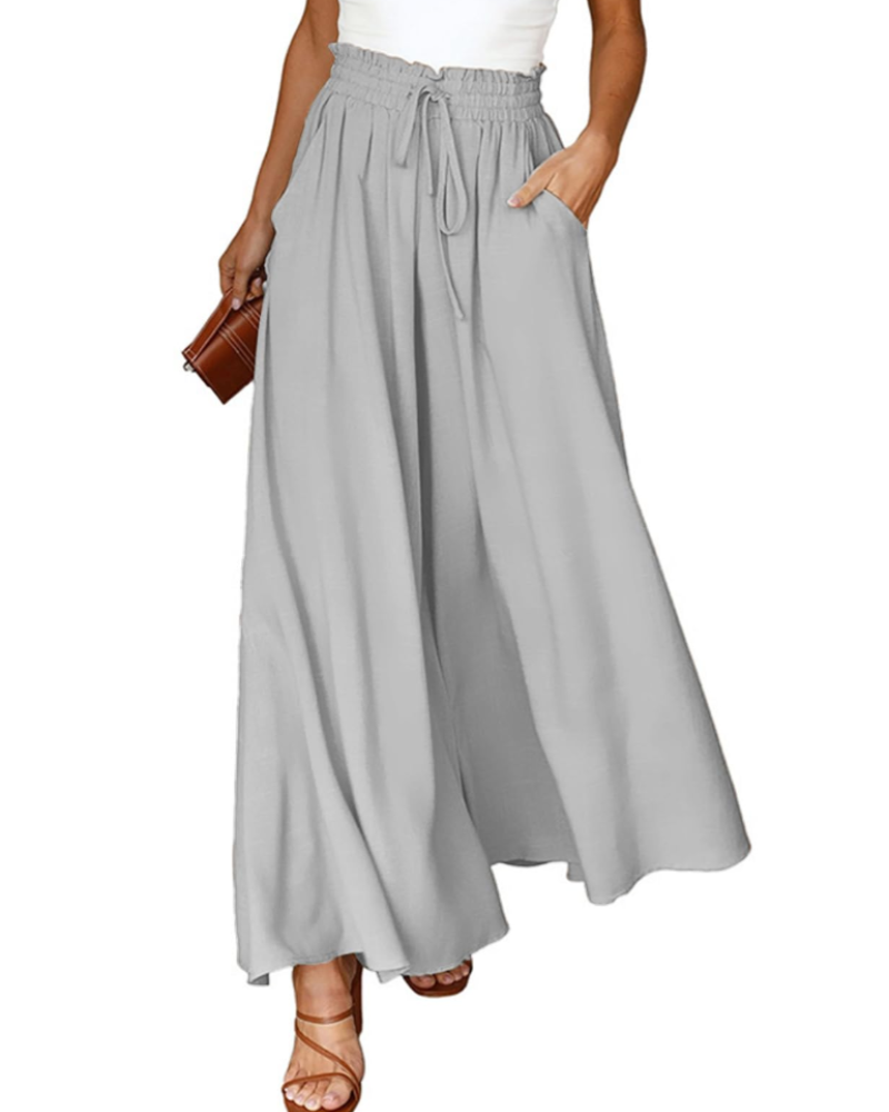 Ondine Pantalon Palazzo Femme – Taille Haute à Cordon, Fluide, Léger & Poches