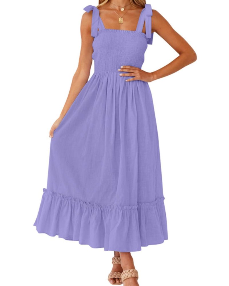 Abito Lungo Willow Donna Estate – Spalline Sottili, Scollo Quadrato e Volant