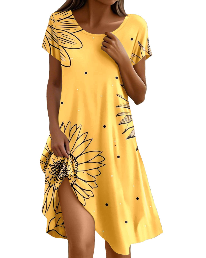 Sera Damenkleid – Fließendes Boho-Maxikleid mit Rundhalsausschnitt, Volants und A-Linien-Schnitt, Elegantes Sommerkleid