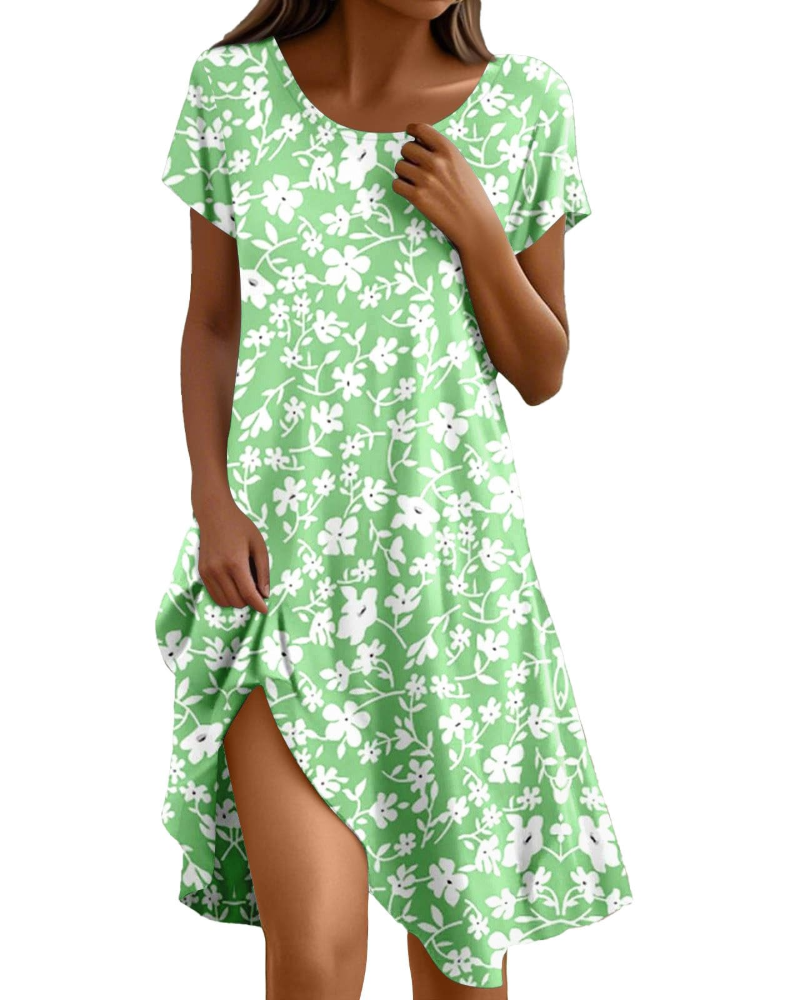Sera Damenkleid – Fließendes Boho-Maxikleid mit Rundhalsausschnitt, Volants und A-Linien-Schnitt, Elegantes Sommerkleid
