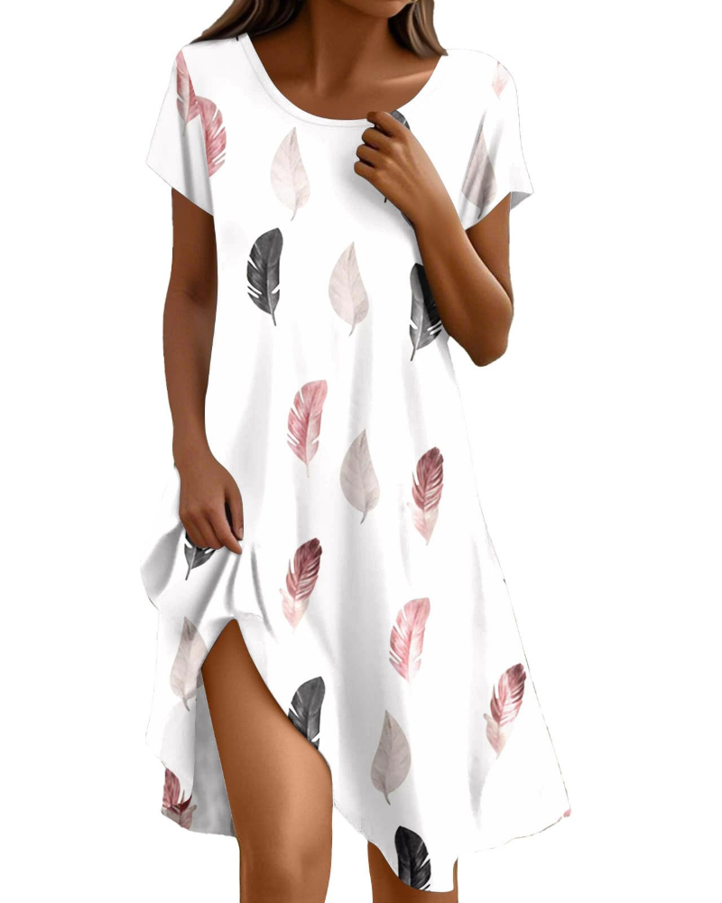 Sera Damenkleid – Fließendes Boho-Maxikleid mit Rundhalsausschnitt, Volants und A-Linien-Schnitt, Elegantes Sommerkleid