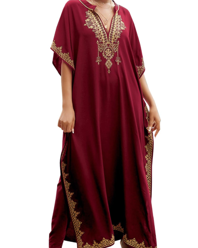 Ninna Dámský Kaftan – Dlouhé Bohémské Kimono s Květinovým Potiskem, Plážové Lehoučké Letní Překrytí