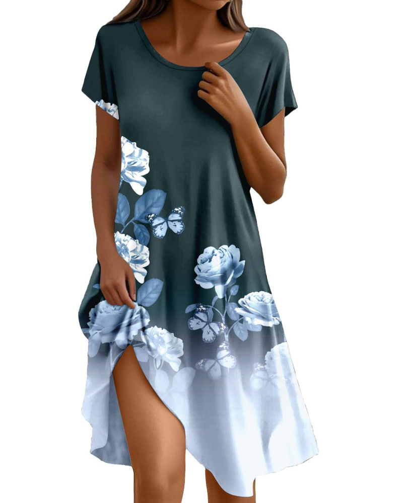 Sera Damenkleid – Fließendes Boho-Maxikleid mit Rundhalsausschnitt, Volants und A-Linien-Schnitt, Elegantes Sommerkleid