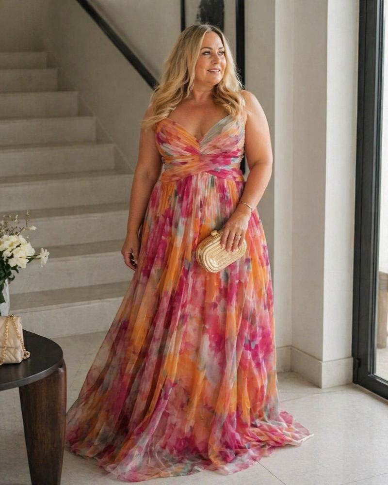 Bellarose Robe Femme Curvy Grande Taille – Robe Longue Florale Été Coupe Fluide Ajustable