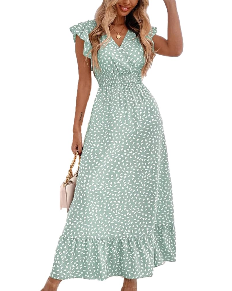 Rochie Maxi Gina Femme – Decolteu în V Floral, Mâneci Petală și Talie Elastică Fluidă de Vară