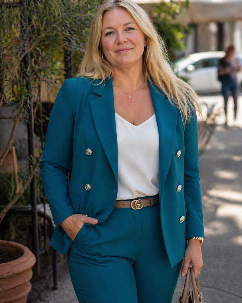 Felena Tailleur Ženska Curvy Velika Veličina – Elegantni Set Sako i Moderne Uske Hlače