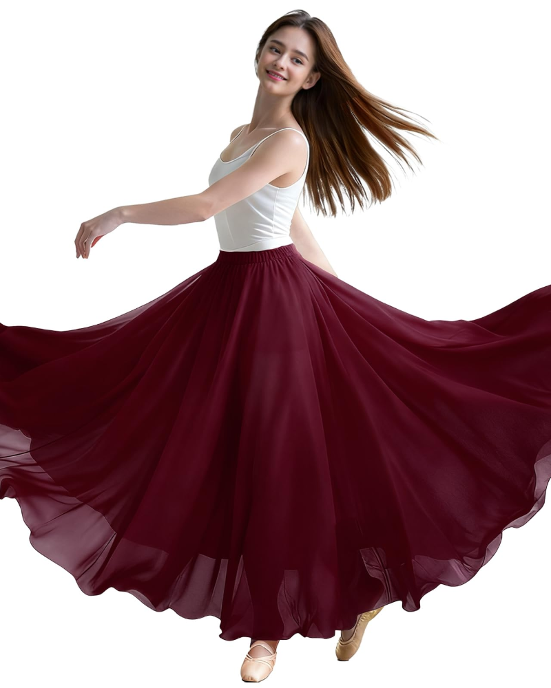 Dámská taneční sukně Isadora – splývavý šifon, elastický pas, flamenco a orientální tanec