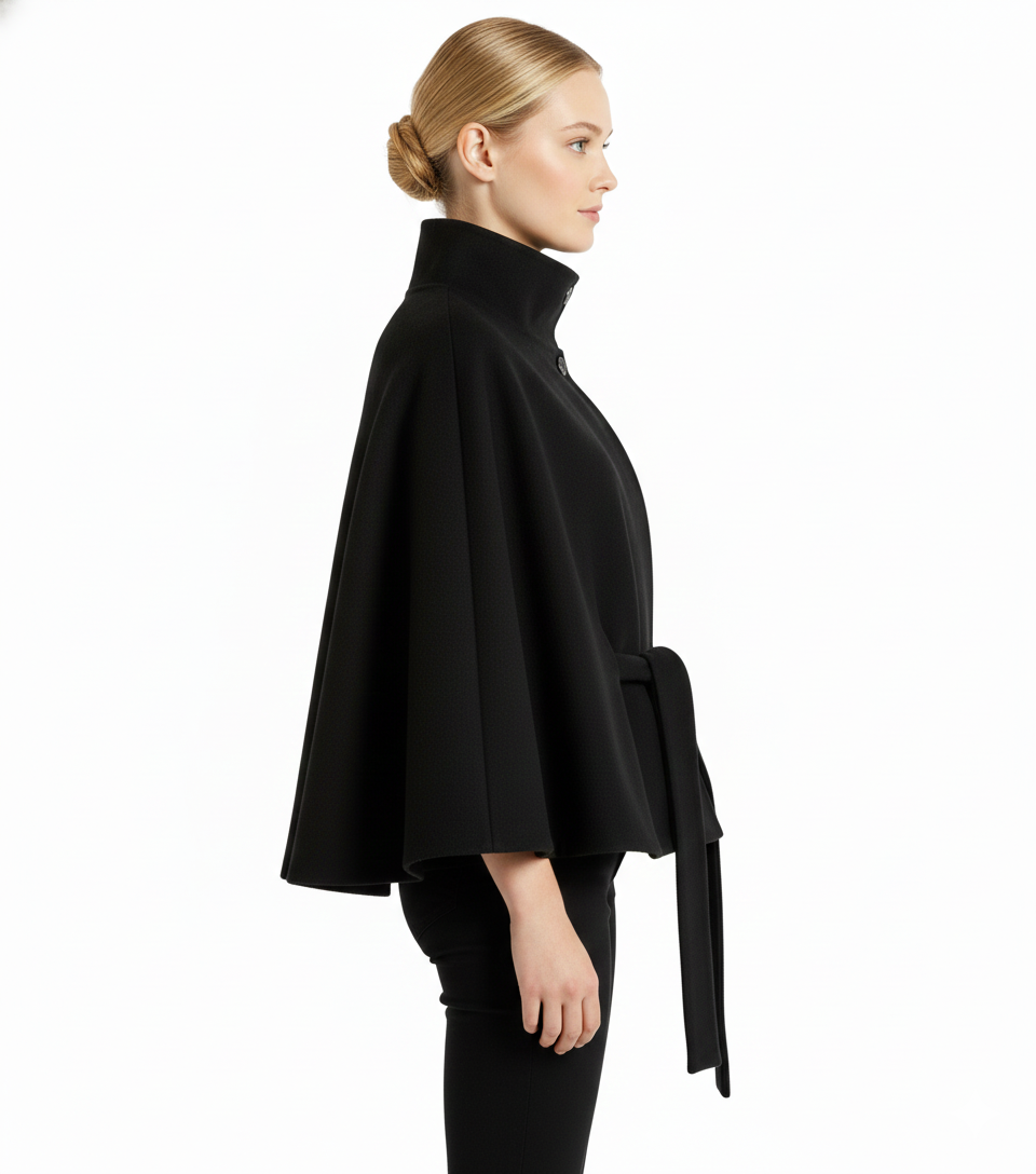 Ivanna Wool Coat Woman – Elegant High Collar with Removable Belt & Casual Cut