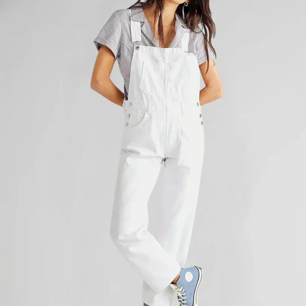 Charlotte Combinaison i denim til kvinder – elegant og behagelig, figursyet med knaplukning