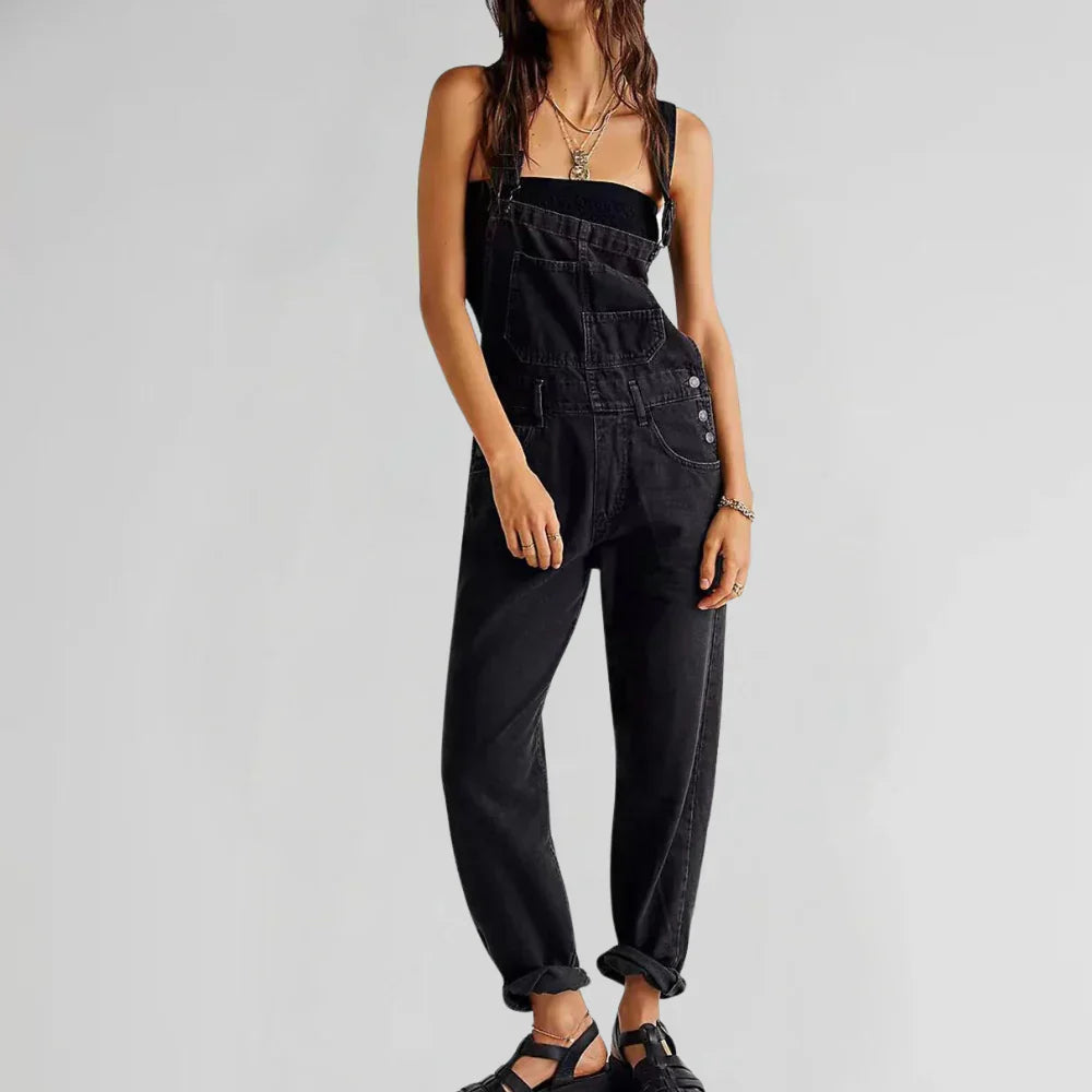Charlotte Combinaison i denim til kvinder – elegant og behagelig, figursyet med knaplukning