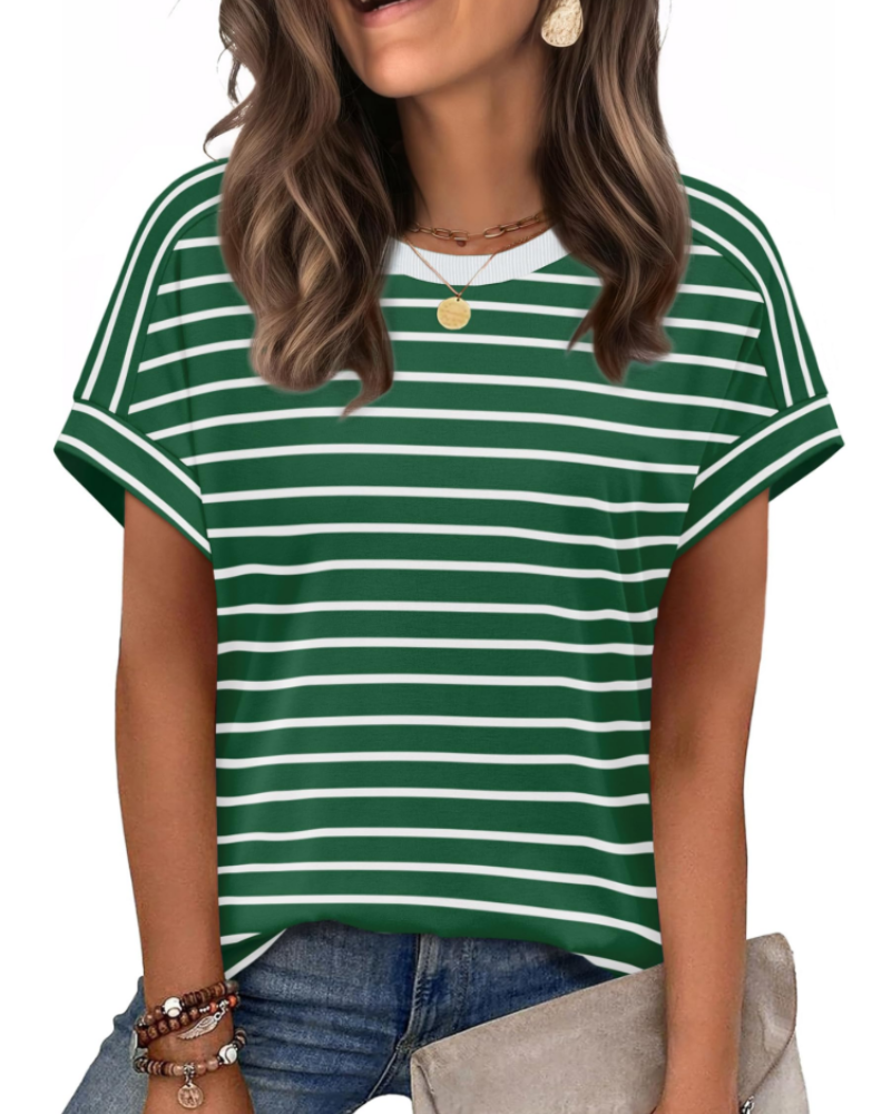 Zaria Women's Top – Casual Chic Round Neck T-shirt, Loose Fit & Short Sleeves Summer
