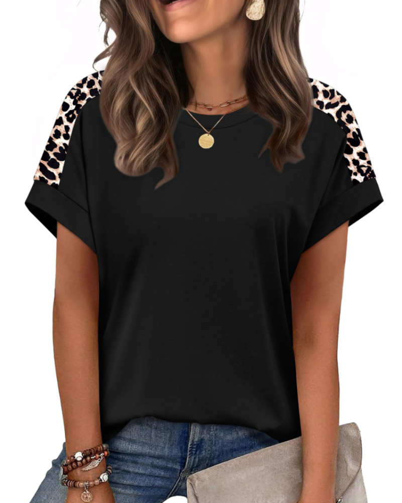Zaria Women's Top – Casual Chic Round Neck T-shirt, Loose Fit & Short Sleeves Summer
