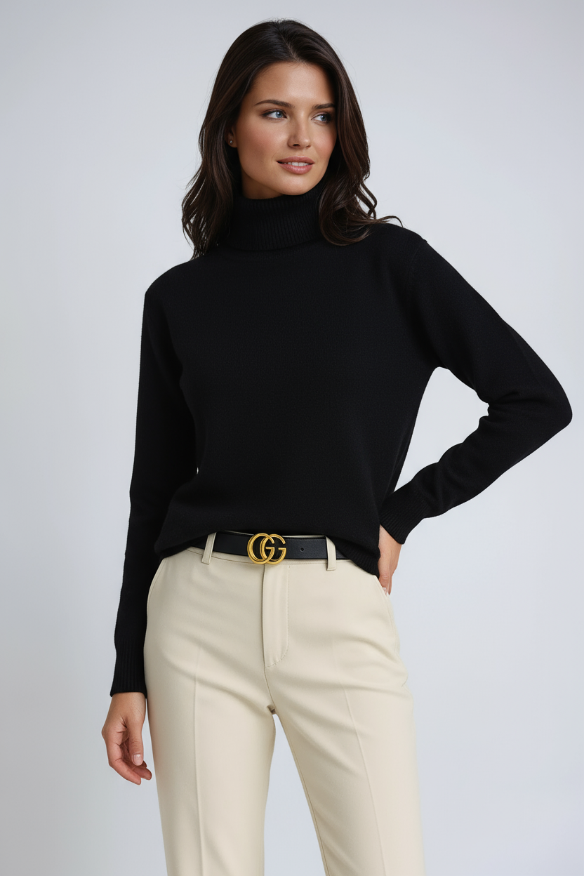 Clarrise Dames Warme Coltrui – Zachte Tricot met Hoge Hals & Tijdloze Klassieke Pasvorm