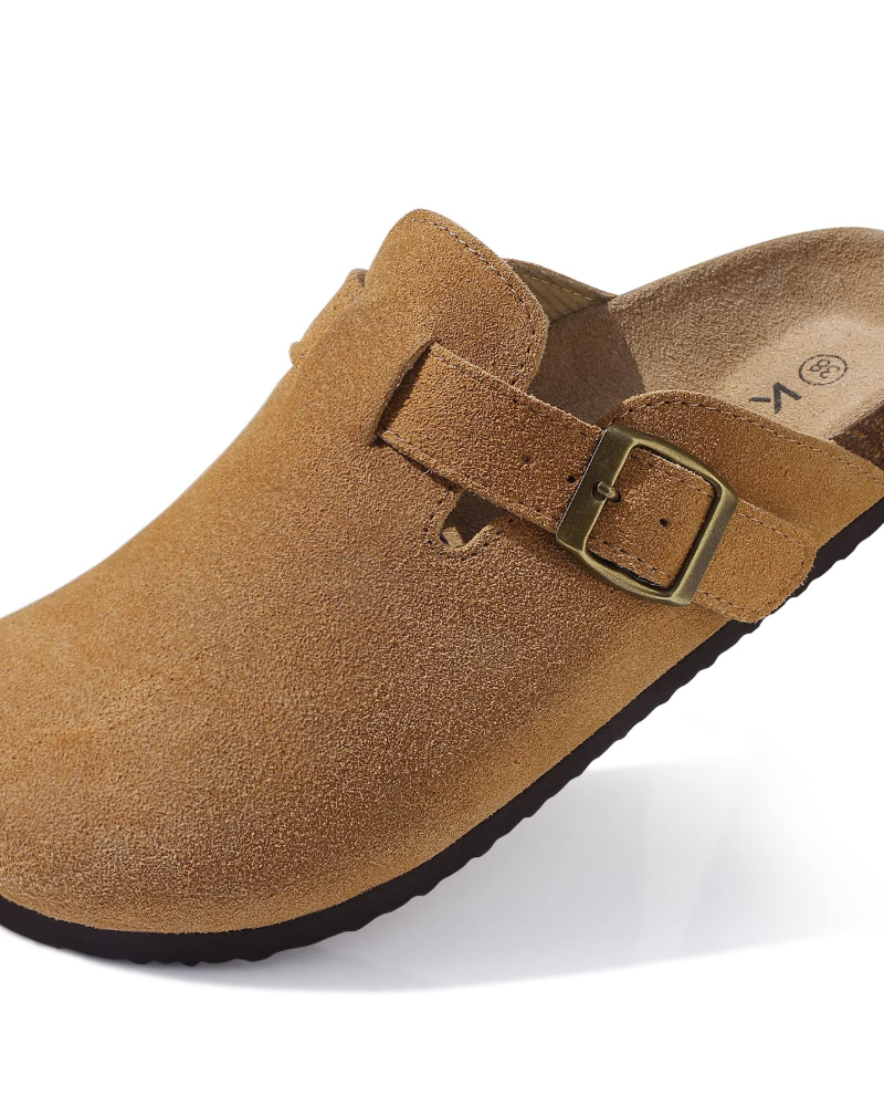 Zona Sabots Femme – Mules en Daim Véritable avec Semelle Liège & Soutien de Voûte