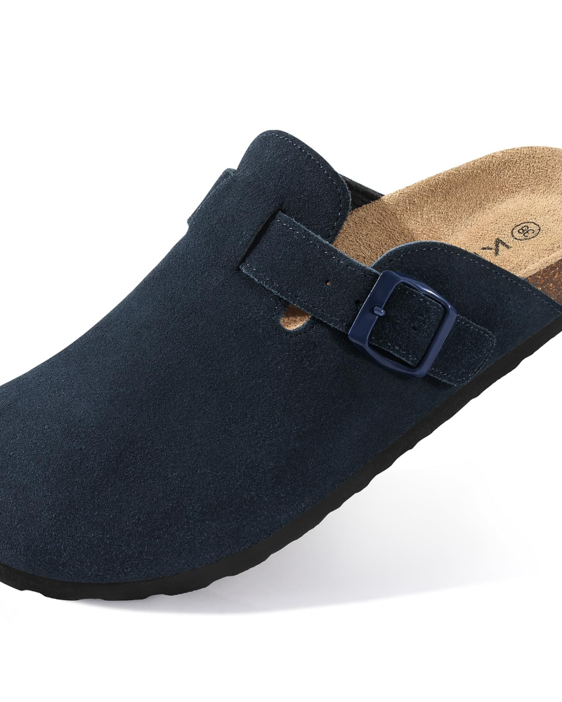 Zona Sabots Femme – Mules en Daim Véritable avec Semelle Liège & Soutien de Voûte