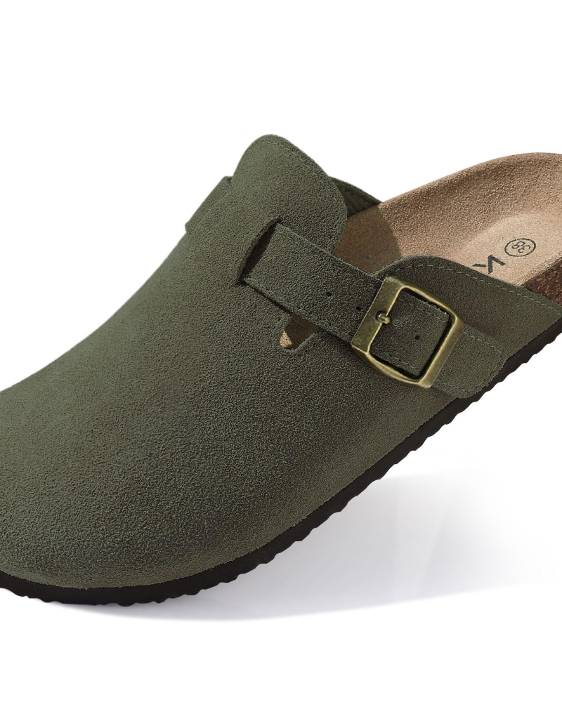 Zona Sabots Femme – Mules en Daim Véritable avec Semelle Liège & Soutien de Voûte